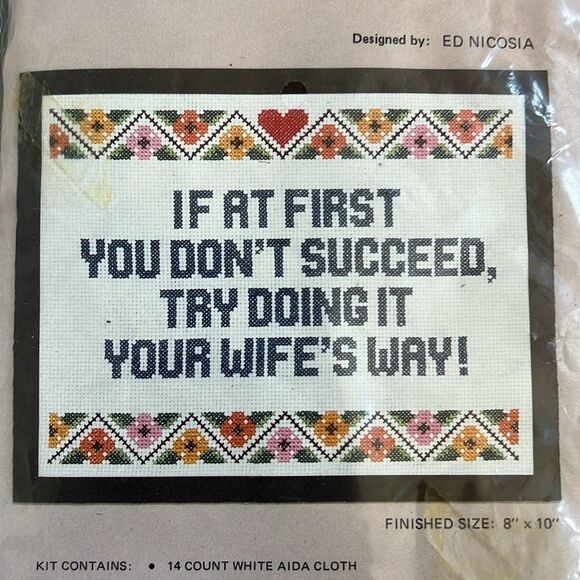 Janlynn Counted Cross Stitch Pattern Kit NEW Your Wife’s Way Vintage Made in USA - Picture 2 of 6